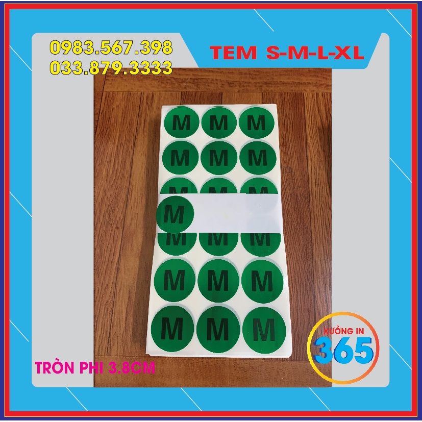 Mua TEM TRÒN DECAL, STICKER NHIỀU MÀU TEM SIZE QUẦN ÁO, GIÀY DÉP S-M-L ...