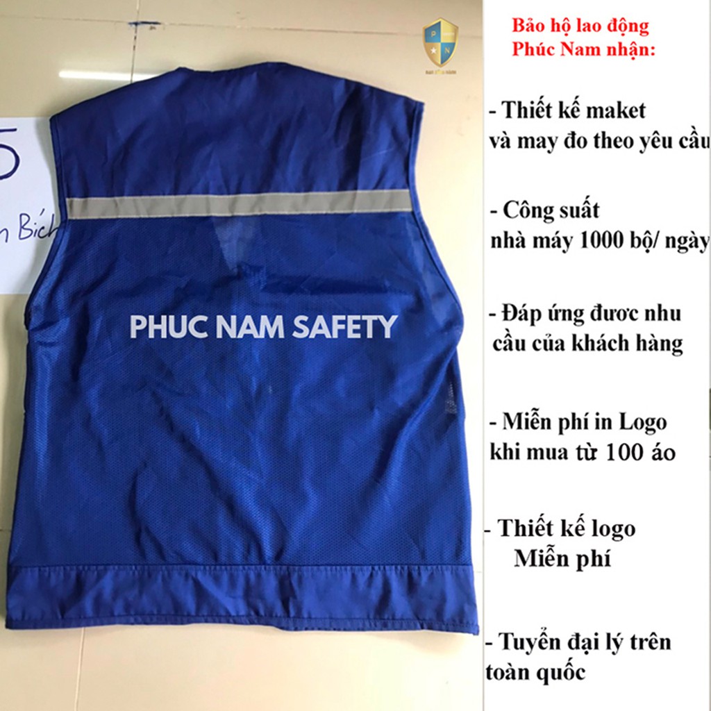 Áo bảo ghi lê phản quang xanh bích, áo ghi lê, đồng phục kỹ sư, BHLĐ Phúc Nam