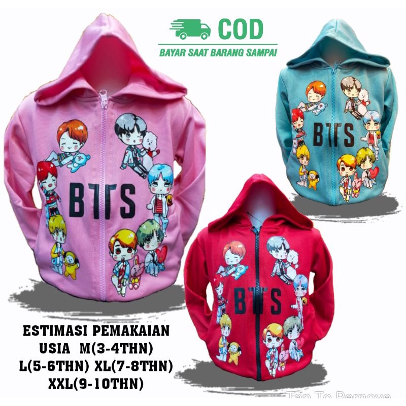 Áo Khoác Hoodie Họa Tiết BTS BT21 Dễ Thương Cho Bé Mẫu Giáo 1 2 3 4 5 6 7 8 9 0