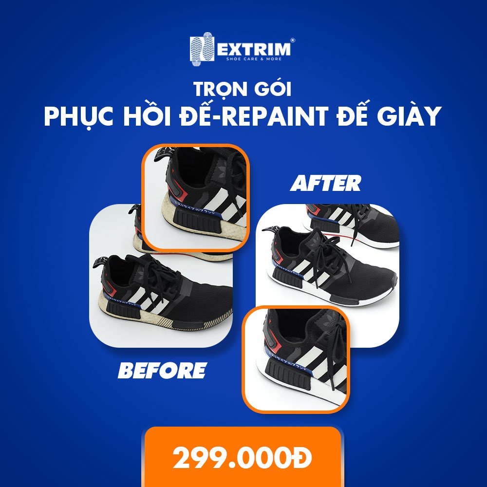 HCM [E-voucher] - Trọn gói Phục hồi màu đế - Làm trắng đế giày ố vàng tại EXTRIM Vệ sinh giày
