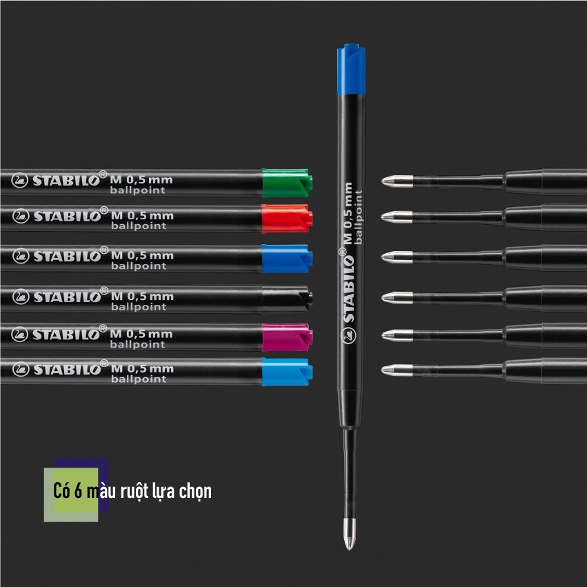 Combo Bút bi bấm STABILO pointball POINT ( Xanh, Đen, Đỏ, Xanh lá, Tím, Xanh nhạt)