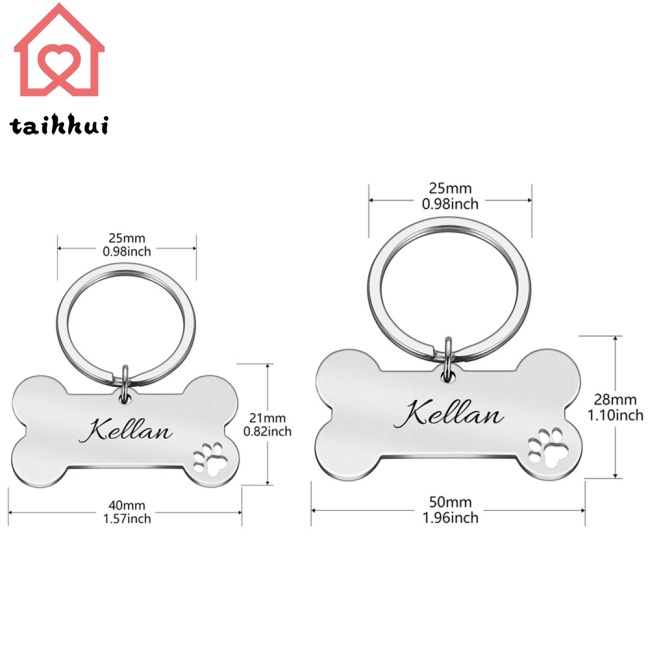 Cá nhân hóa Cổ áo Thẻ ID Vật nuôi Khắc Tên ID Vật nuôi Mèo Con chó Cún con Tag Mặt dây Chìa khóa Vòng khóa Xương Thẻ Phụ kiện Vật nuôi Cửa hàng phụ kiện