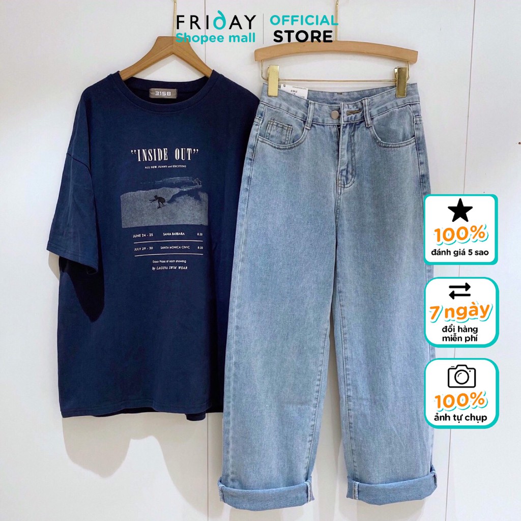 Quần jean nữ cạp cao FRIDAY dáng culottes trơn 1BG505J