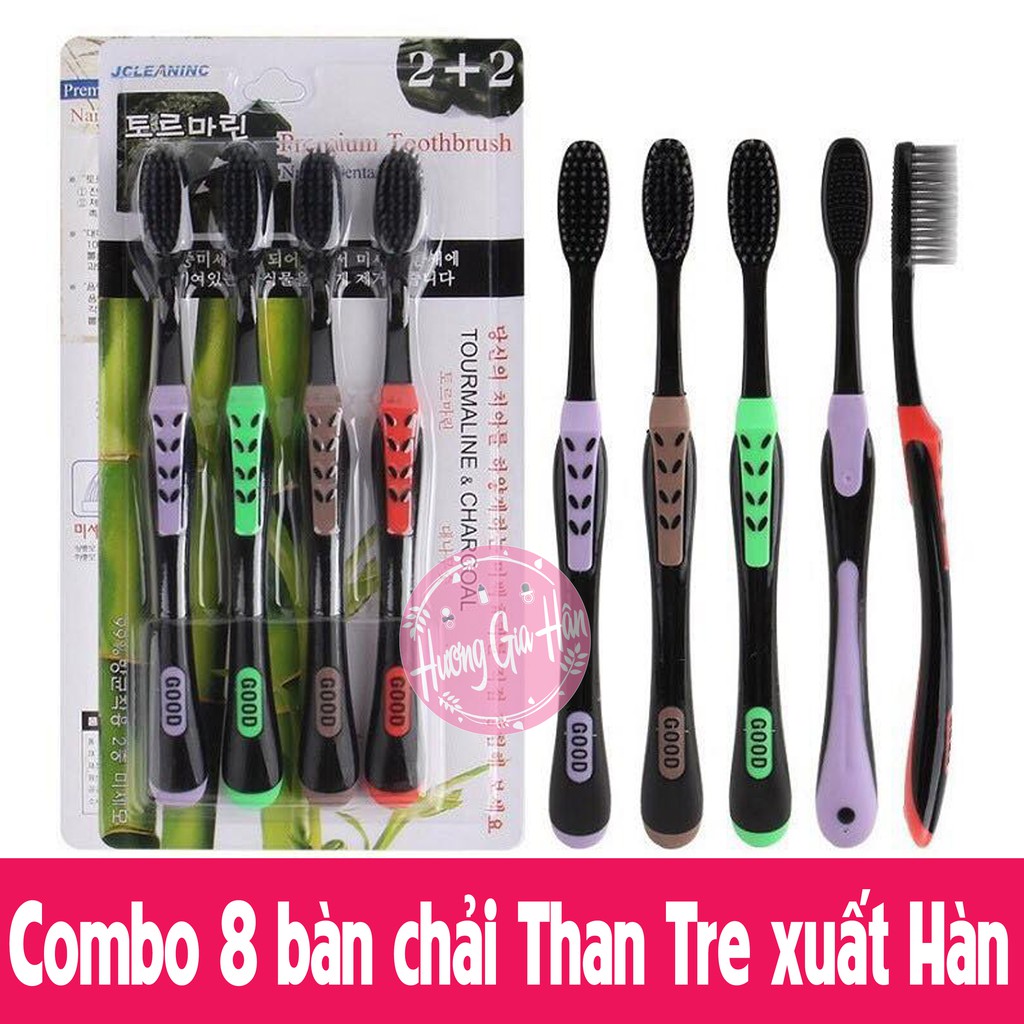 Combo 8 bàn chải đánh răng than tre hoạt tính xuất Hàn