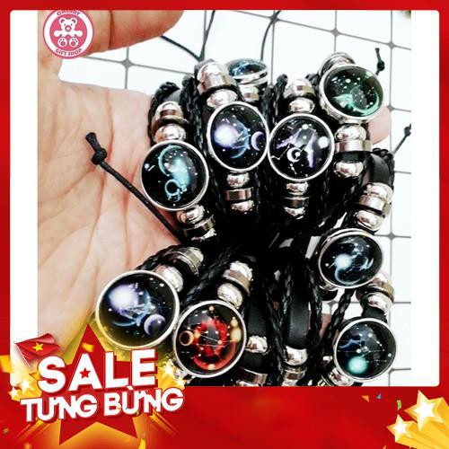 Vòng Đeo Tay Bằng Da Có Biểu Tượng 12 Cung Hoàng Đạo Song Ngư - Qùa lưu niệm