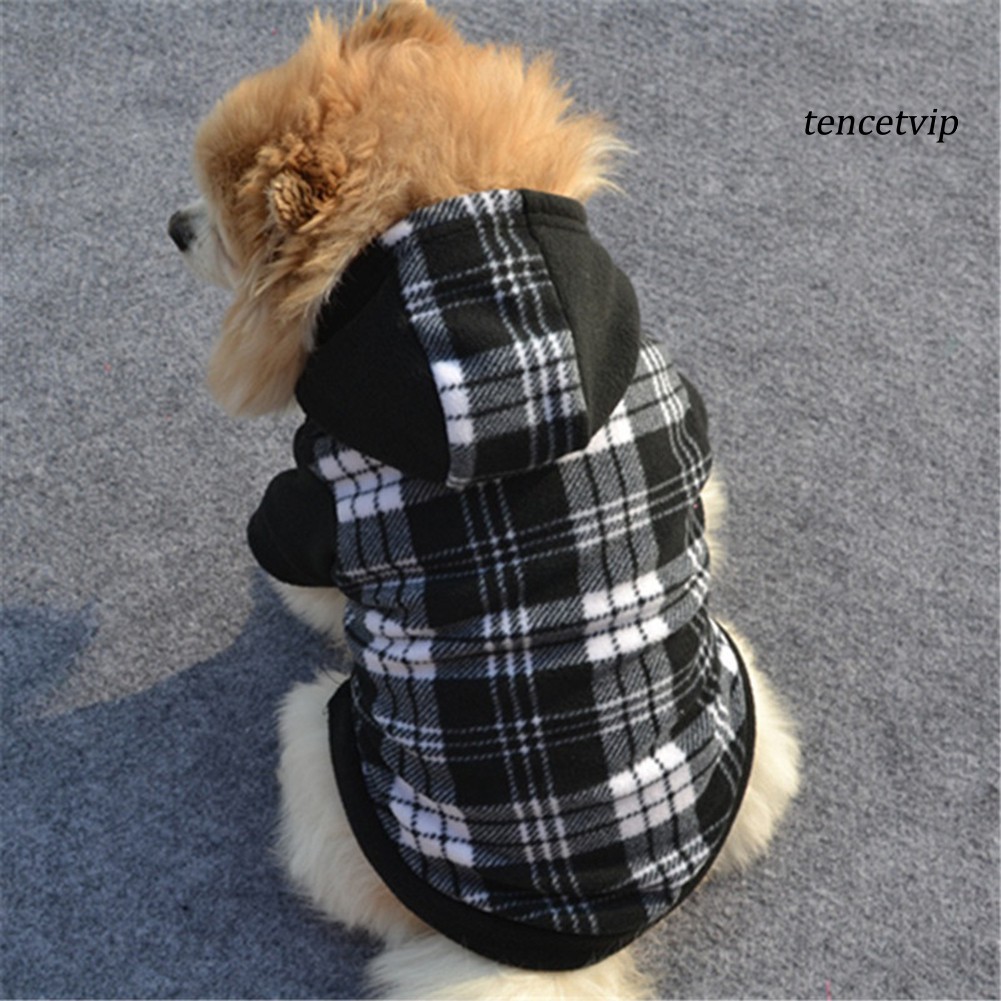 Áo hoodie giữ ấm họa tiết sọc caro thời trang dễ thương cho thú cưng