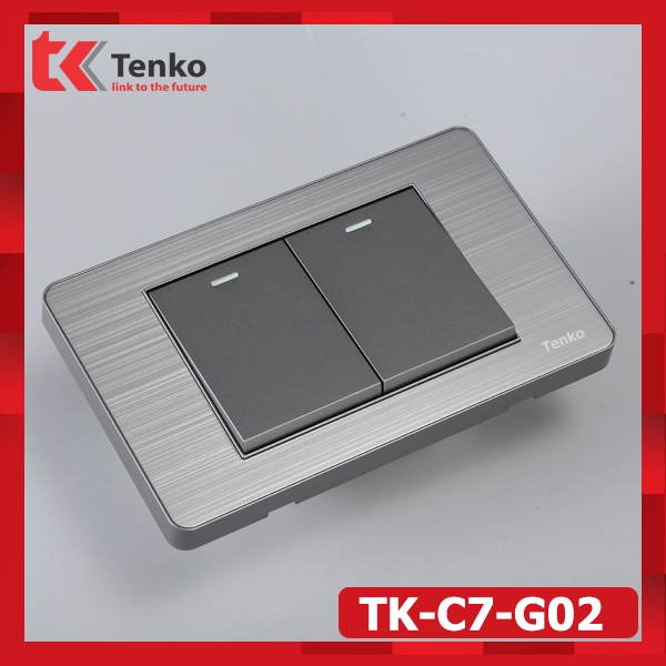 Công Tắc Đèn Âm Tường, Công Tắc 2 Phím ĐÈN Mặt Kim Loại Đẹp Sang Trọng Thương Hiệu Nhật TENKO TK-C7-02