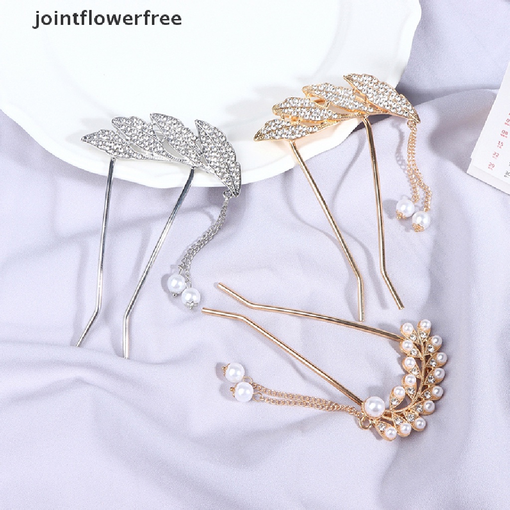 Kẹp Tóc Hình Chữ U Đính Đá Phối Lông Vũ Và Ngọc Trai Nhân Tạo Thời Trang