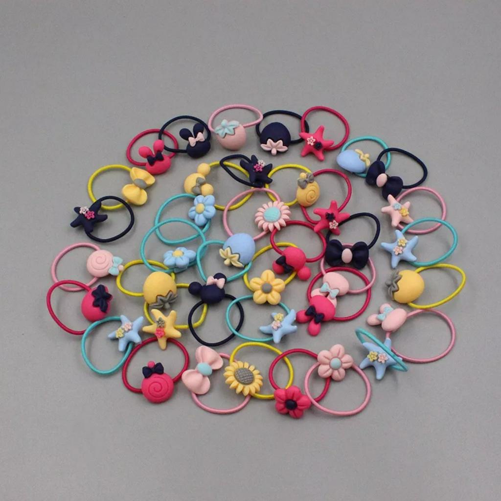 Hộp 40 dây buộc tóc cho bé Nhiều Mẫu Xinh Cute Tặng Kèm 1 Hộp Thiếc Hello Kitty