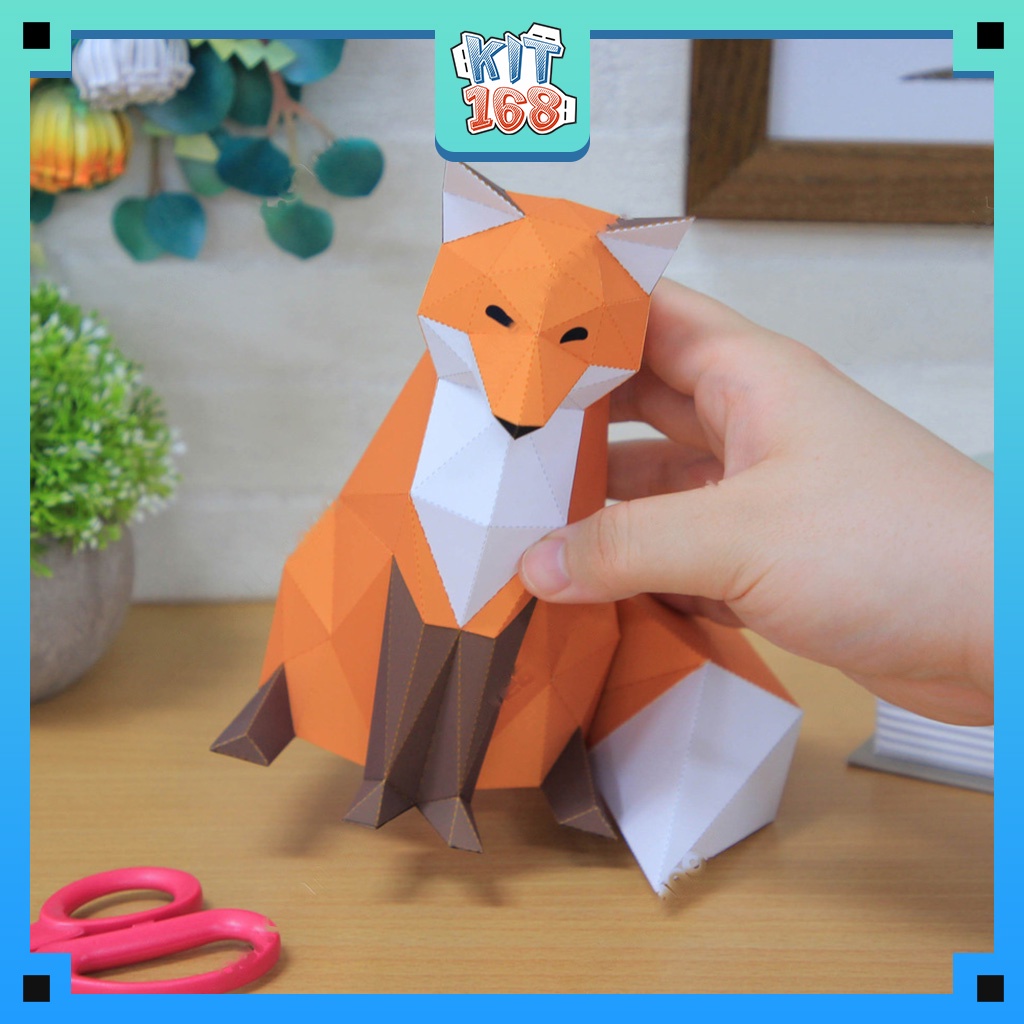 Mô hình giấy động vật Cáo Polygon