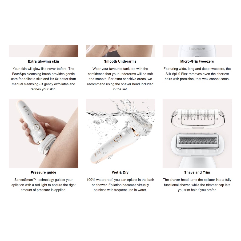 Máy cạo lông, nhổ lông, tẩy lông cho nữ Braun Silk-épil 9 Flex SES 9300 3D, làm sạch vùng kín