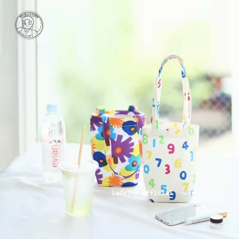 Túi Đựng Điện Thoại Di Động In Số Nước Sốt Mật Ong/Trà Sữa Phong Cách Mới Đơn Giản Bằng Vải Cotton Retro Mang Đi Tiện Lợi