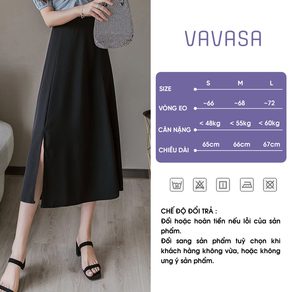 Chân váy chữ a lưng cao dài xẻ tà công sở xếp ly bigsize VAVASA CV10 | BigBuy360 - bigbuy360.vn