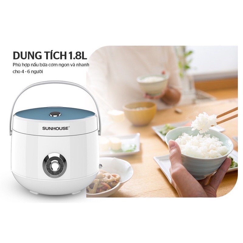 Nồi cơm điện sunhouse happy time HTD8521P 1,8lít