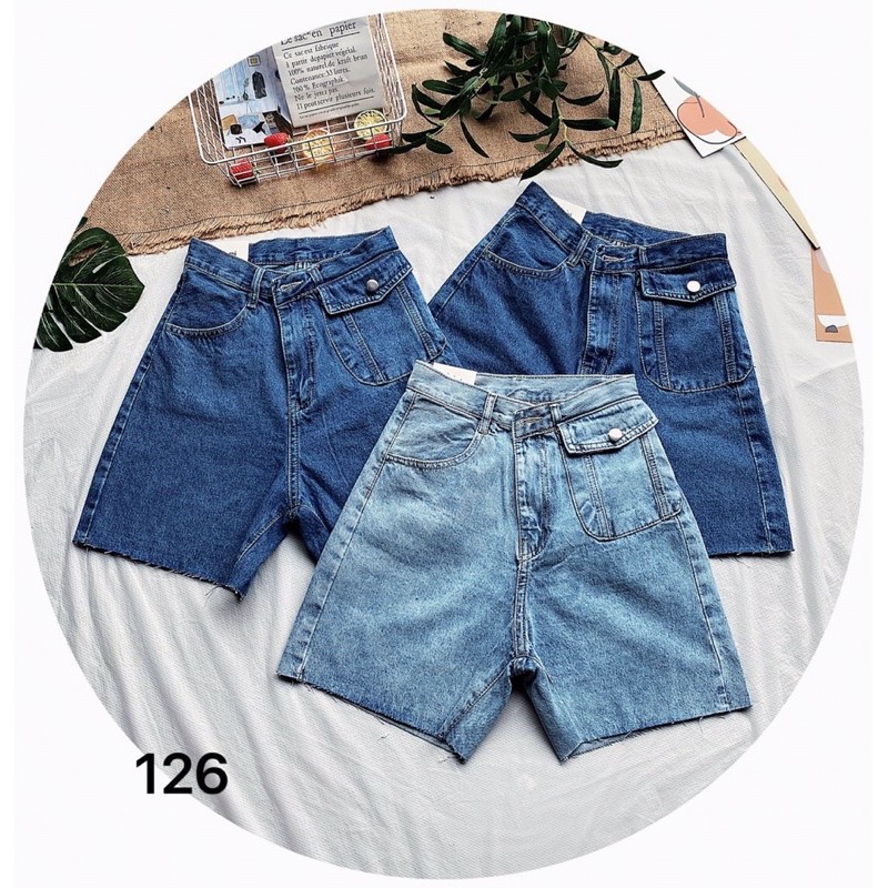 Quần short ngố jean nữ lưng cao túi kiểu 1 bên bigsize từ S đến 35. Quần Short Jean Nữ Hàng VNXK MS126