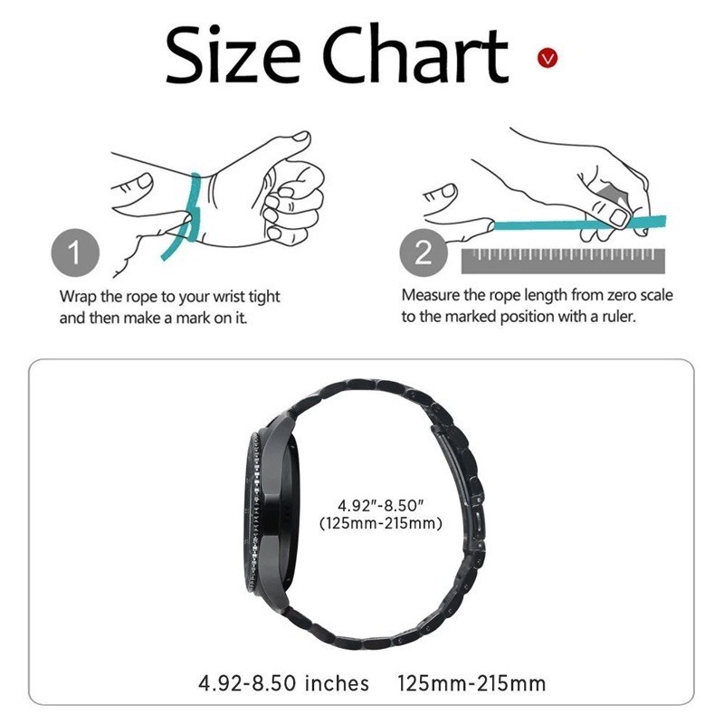 Dây đeo thép không gỉ  thay thế cho đồng hồ thông minh Samsung Watch 5/ Watch 4 - TechWatchVN