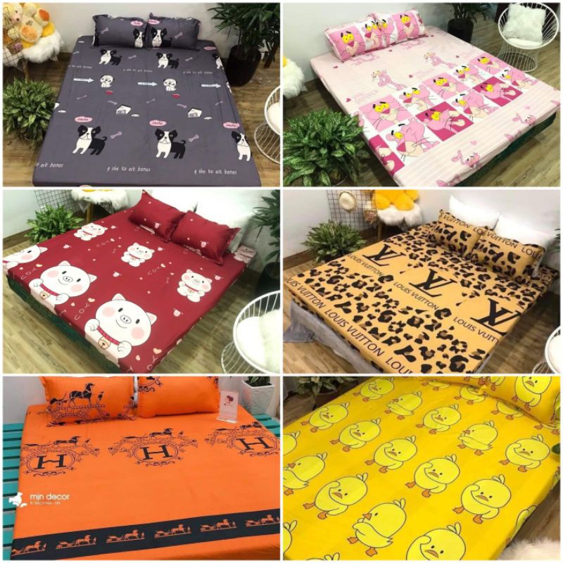 Bộ ga gối drap 1m2 kèm 2 vỏ gối nằm cotton poly | BigBuy360 - bigbuy360.vn