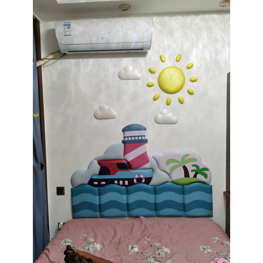 Miếng Dán Tường  Nệm Da Trang Trí Đầu Giường Chống Va Đập Chịu Lực Dành Cho Bé Yêu Kuayu
