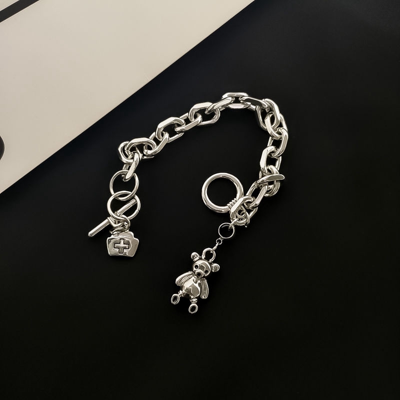 Vòng Tay Kim Loại Mặt Hình Gấu Phong Cách Punk 22208