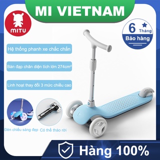 Xe trượt Scooter 3 bánh cho trẻ em Xiaomi Mitu HBC01YM 3 bánh to phát sáng vĩnh cửu, chịu tải 50Kg, gấp gọn