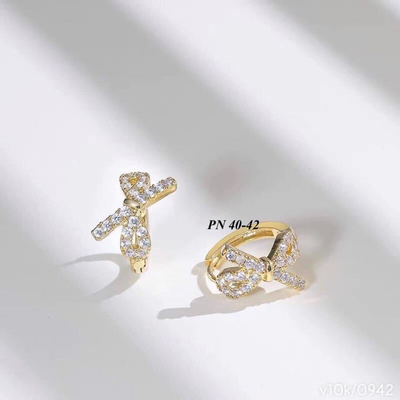 bông tai nữ mạ vàng,bông tai hình chiếc nơ đính đá xinh xắn