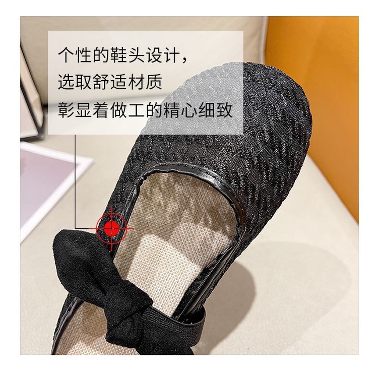 Dép Bít Mũi Đế Bằng Phối Ren Lưới Đính Nơ Thời Trang Mùa Hè Mới Xinh Xắn Cho Phụ Nữ Mang Thai 2022