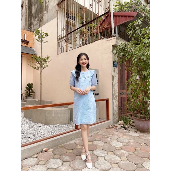 Váy suông cổ bèo