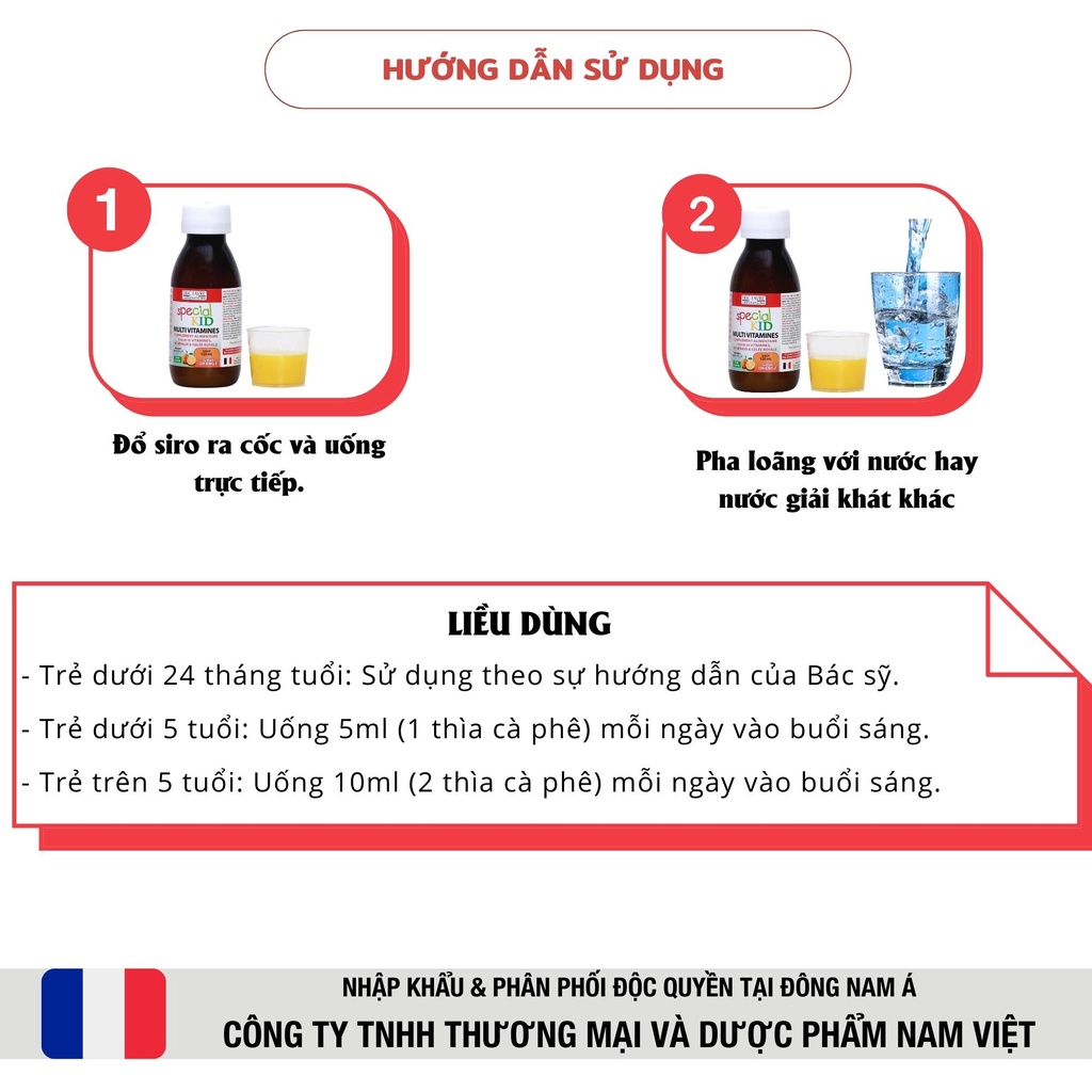 Siro Nâng cao thể chất ♥ Bổ sung Vitamin và Khoáng chất ♥ Special Kid Multivitamines 125ml [Eric Favre - Pháp]