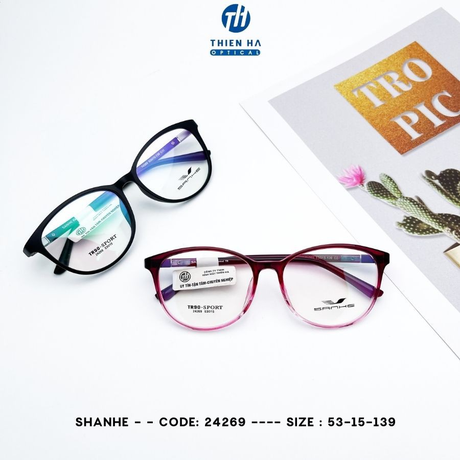 Gọng kính nữ Thiên Hà Optical chất liệu nhựa dẻo,đeo nhẹ, form oval, thanh lịch nhẹ nhàng, nhiều màu sắc Shanhe 24269
