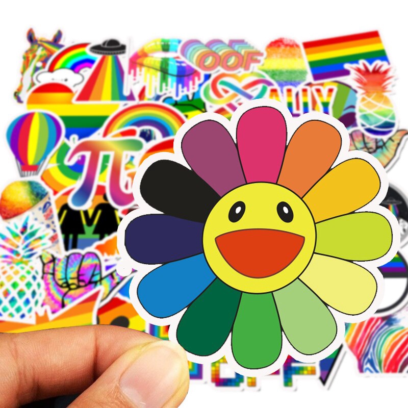 Set 50 miếng sticker dán trang trí hình cầu vồng xinh xắn