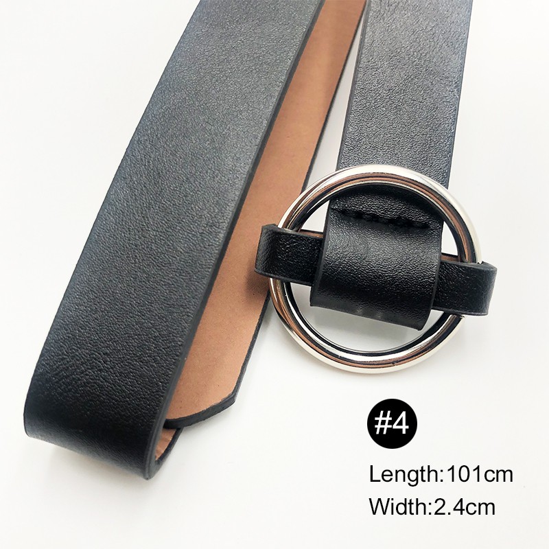 Thắt Lưng Da PU Màu Đen Thời Trang Hàn Quốc Cho Nữ