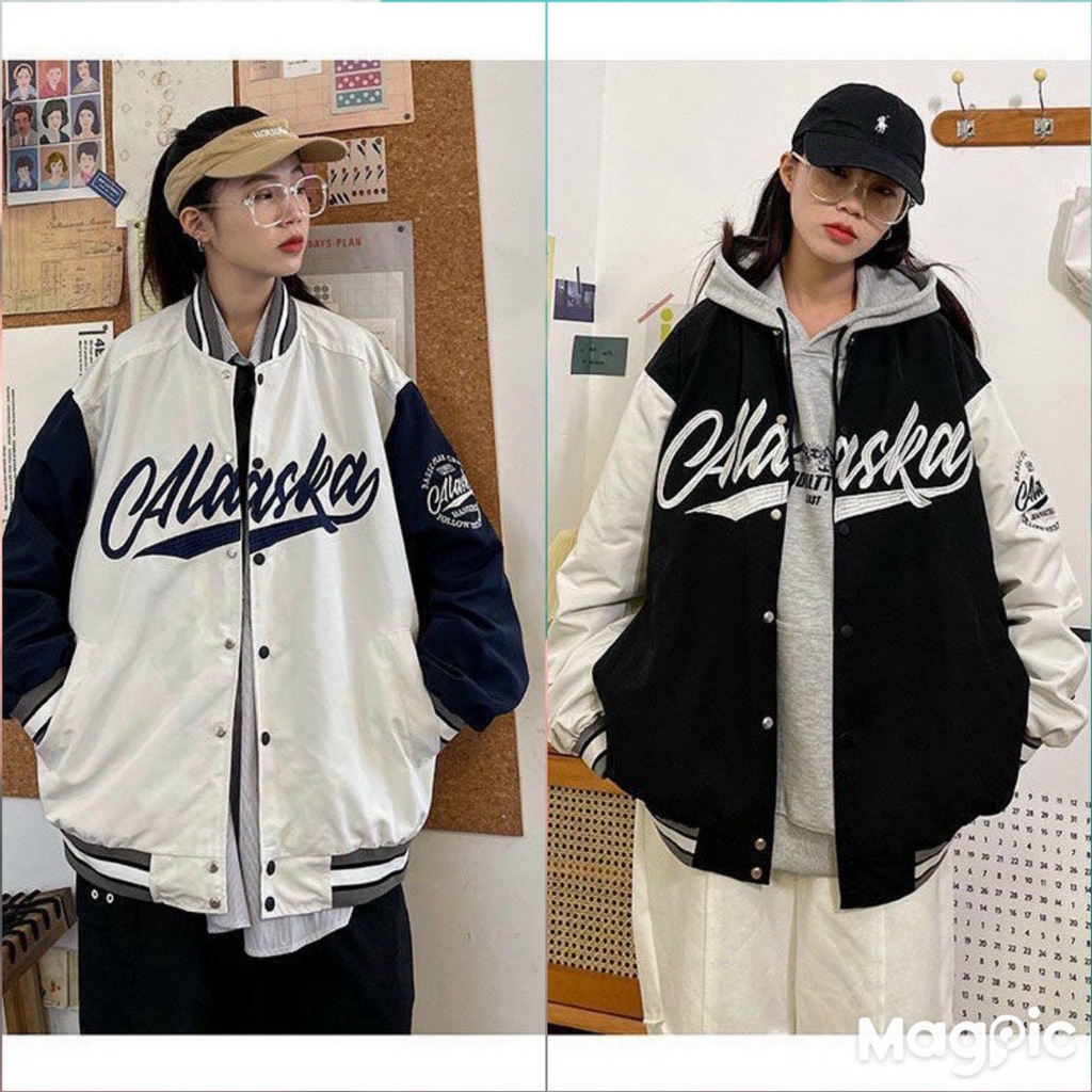 Áo Khoác Bomber Alaska Dù 2 Lớp fammilyshop Form Rộng Phối Chữ Nam Nữ Ullzang Unisex cực đẹp