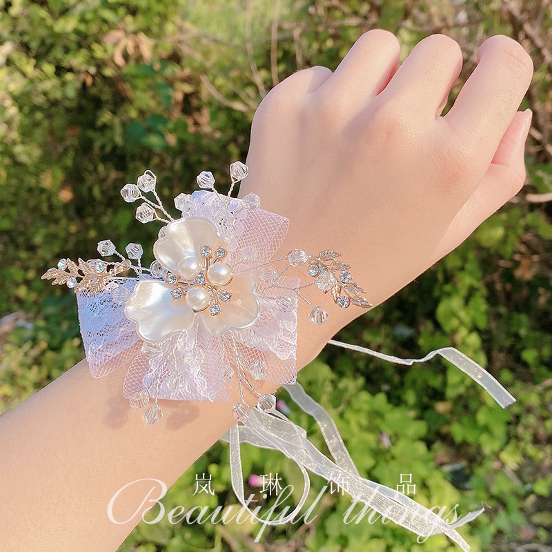 Vòng Đeo Tay Ren Thắt Nơ Nhỏ Màu Trắng Trong Suốt Xinh Đẹp Dành Cho Phù Dâu Nhóm Chị Em Gái Trong Ngày Cưới