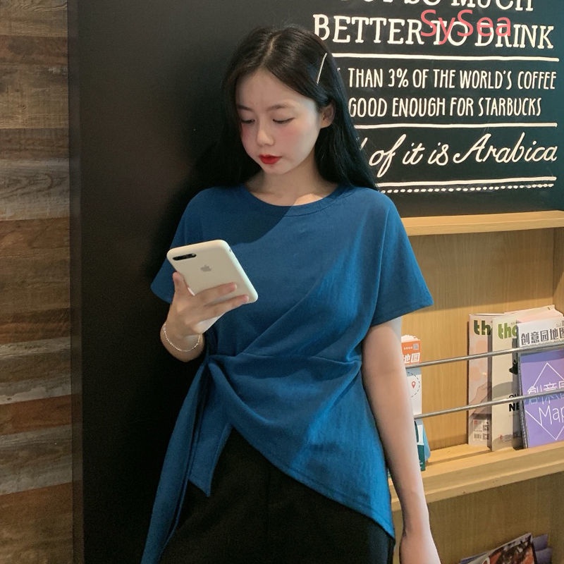 Áo thun ngắn tay phong cách Hàn Quốc mùa hè đơn giản dành cho nữ