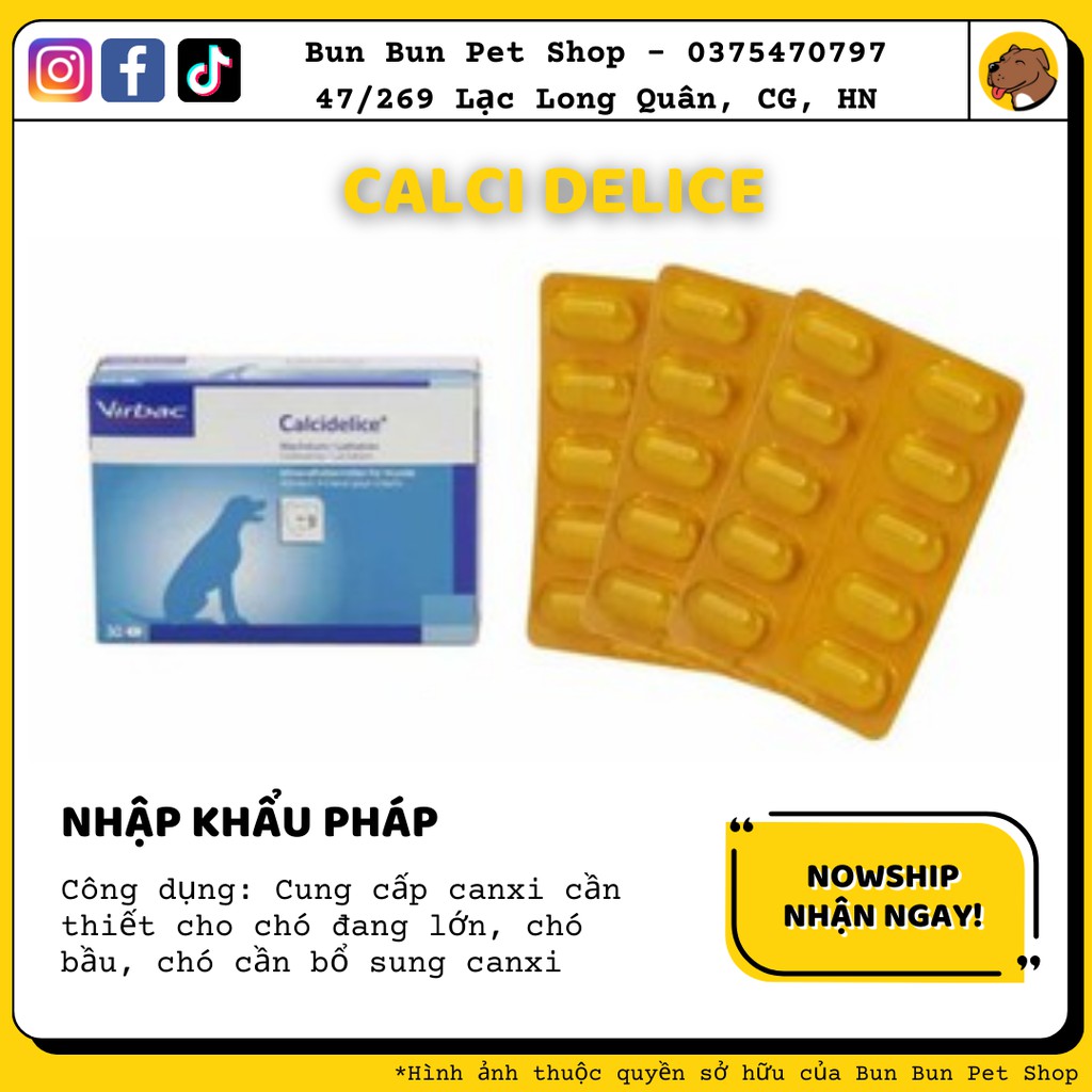 Calci Virbac Delice Pháp Bổ sung Canxi và khoáng chất thiết yếu cho chó