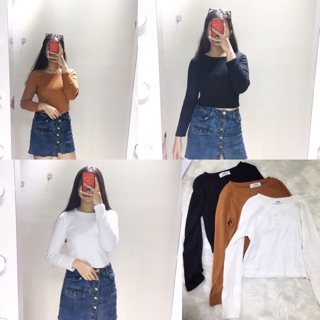 CÓ SẴN ÁO LEN MỎNG CROPTOP TRƠN