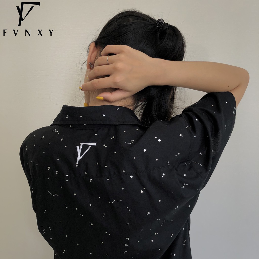 Áo Sơ Mi Ngắn Tay Unisex Form rộng FVNXY Hoạ tiết Ngôi Sao (Chất liệu Pho mịn mát đứng phom dáng) | BigBuy360 - bigbuy360.vn