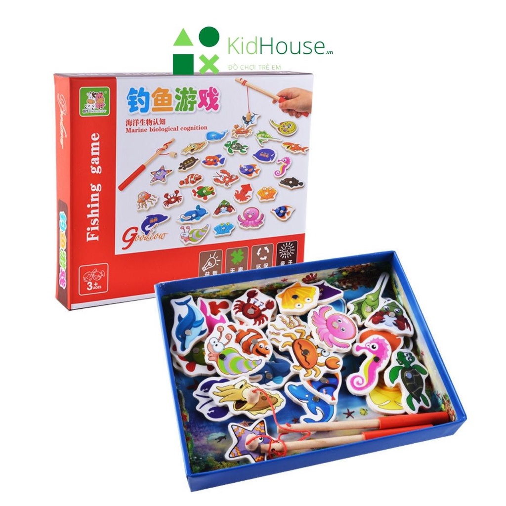Bộ đồ chơi câu cá nam châm bằng gỗ cho bé thông minh, phát triển tư duy KidHouse.vn