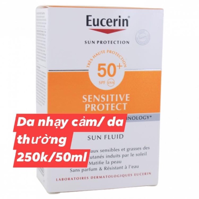 Kem chống nắng Eucerin Sensitive Protect Fluid SPF 50+