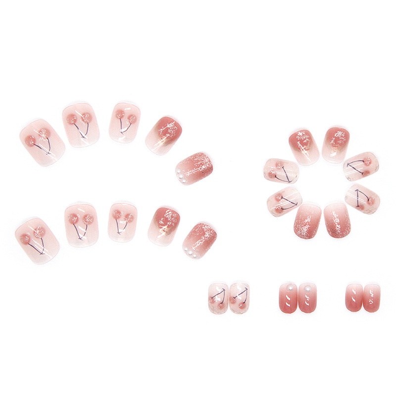 Set 24 Móng Tay Giả Đính Đá Dễ Thương Cho Nữ