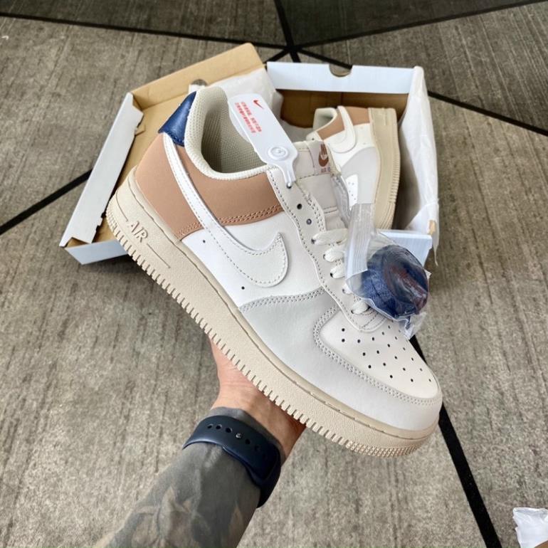 SIÊU PHẨM GIÀY AF1 LOW ĐẾ NÂU GÓT XANH NAVY LAI AU, AF1 NÂU TRẢ SỮA GÓT NAVY, AF1 XÁM NÂU NAVY