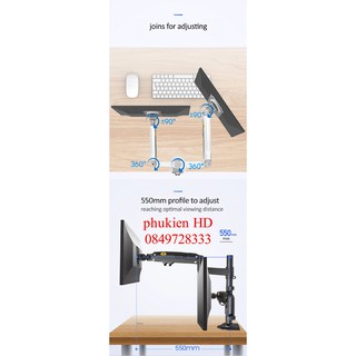 Giá Treo 2 Màn Hình NB H180 22-32 Inch New 2021 Gắn Bàn Xoay 360 Độ