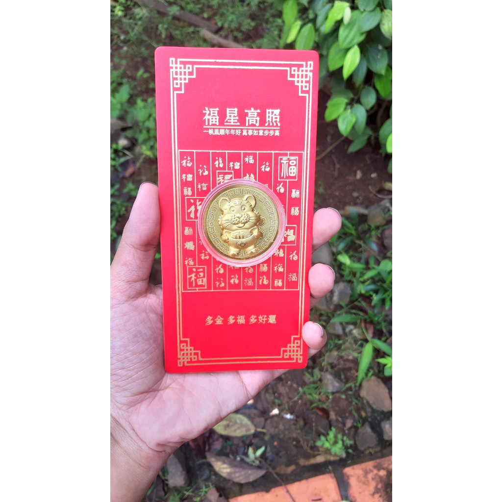 Phong bì đỏ may mắn kèm hộp xu giấy mạ vàng hình hổ năm Nhâm Dần - Baystore