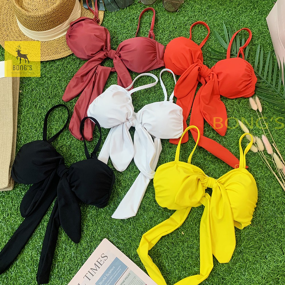 Áo lẻ bikini mút ngực - Áo bơi cột nơ trước sau (Ảnh thật shop chụp)
