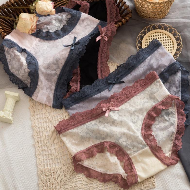 Quần Lót Nữ Ren Đính Nơ Hoạ Tiết Hoa Mai Tiểu Thư 289  - LADY