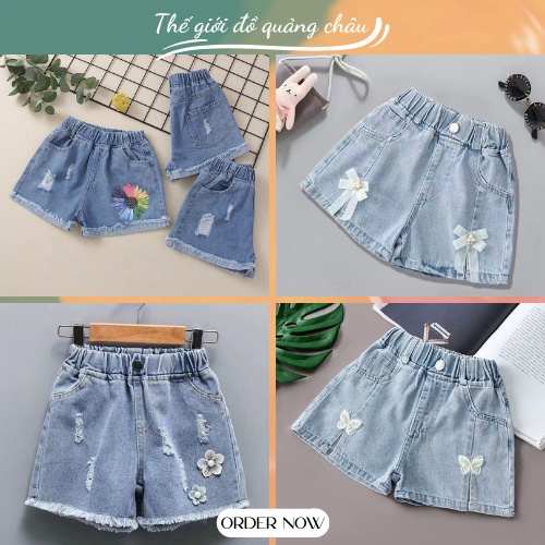 (QB8 - QB46 ) Quần Short Bò Trẻ Em Dành Cho Bé Gái Hàng Quảng Châu Cao Cấp Loại 1 HOT 2021