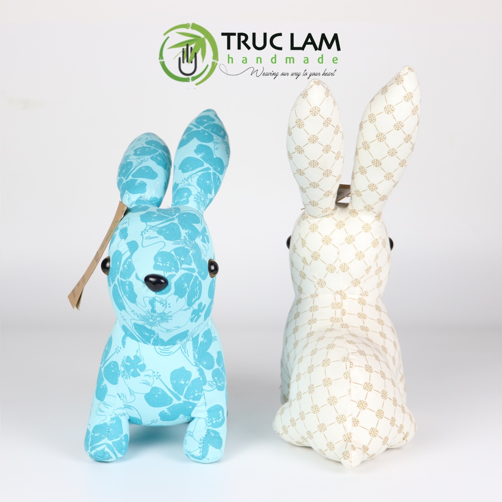 Đồ Chơi Cho Bé Thú Nhồi Bông Hình Chú Thỏ Ngồi Vải Hoa Bông Gòn Cao Cấp - Trúc Lâm Handmade