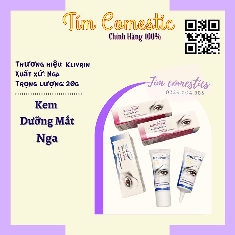 [CHÍNH HÃNG 100%] Kem Giảm quầng thâm mắt Klirvin Nga 20g - Hiệu quả và lành tính