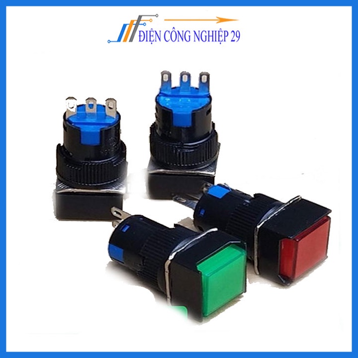 Nút Nhấn Đề Vuông 220VAC AL6 - M Nhấn Nhả Có Đèn