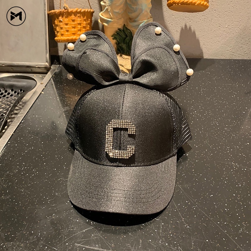 Nón Lưỡi Trai Phối Lưới Thoáng Khí Đính Nơ Dễ Thương Cho Bé Gái